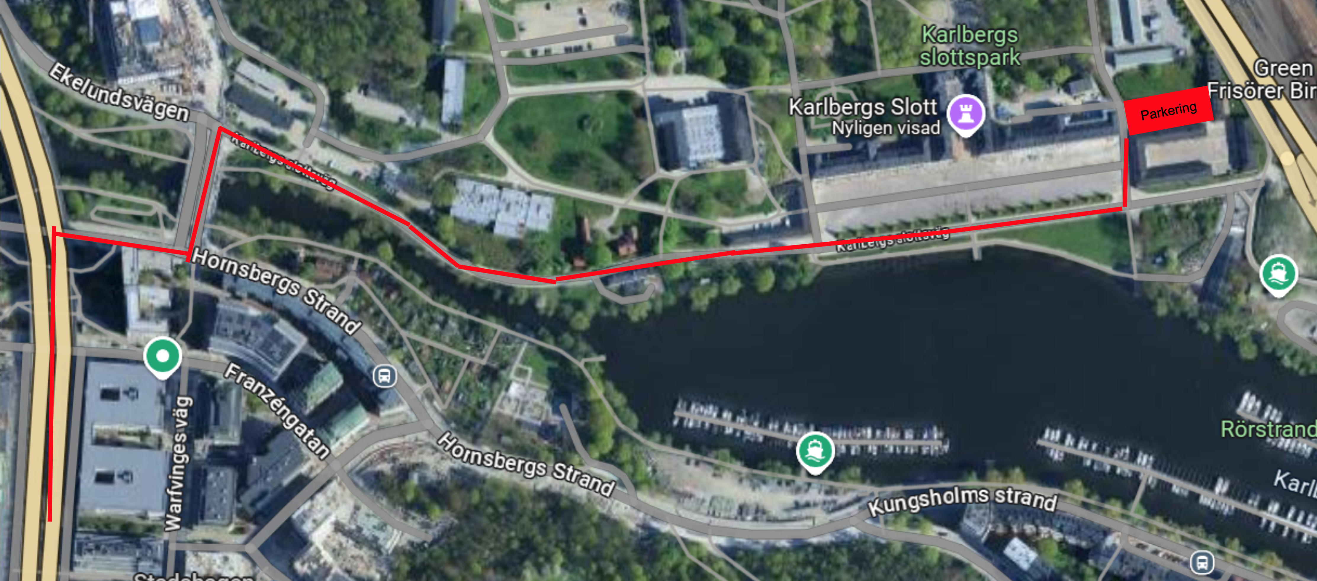 Vägbeskrivning till Karlbergs slott med bil